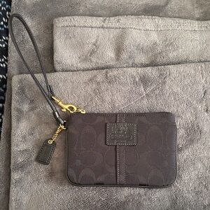 Coach Dark Brown Wristlet with Gold Accents